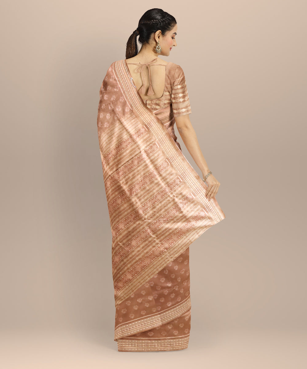 Beige french beige silk handloom sambalpuri saree