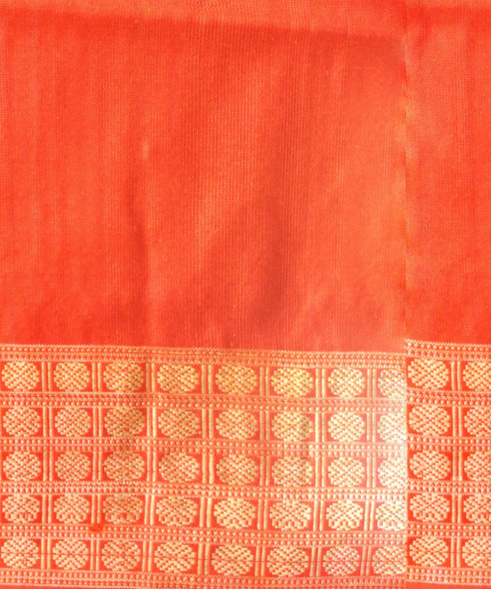 Orange black silk handloom sambalpuri saree