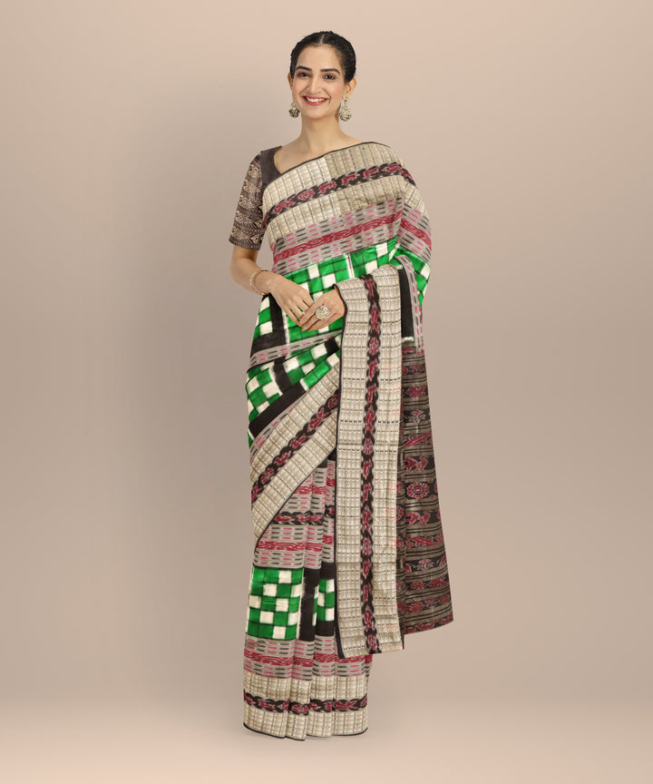 Multicolor black silk handloom sambalpuri bichitrapuri saree