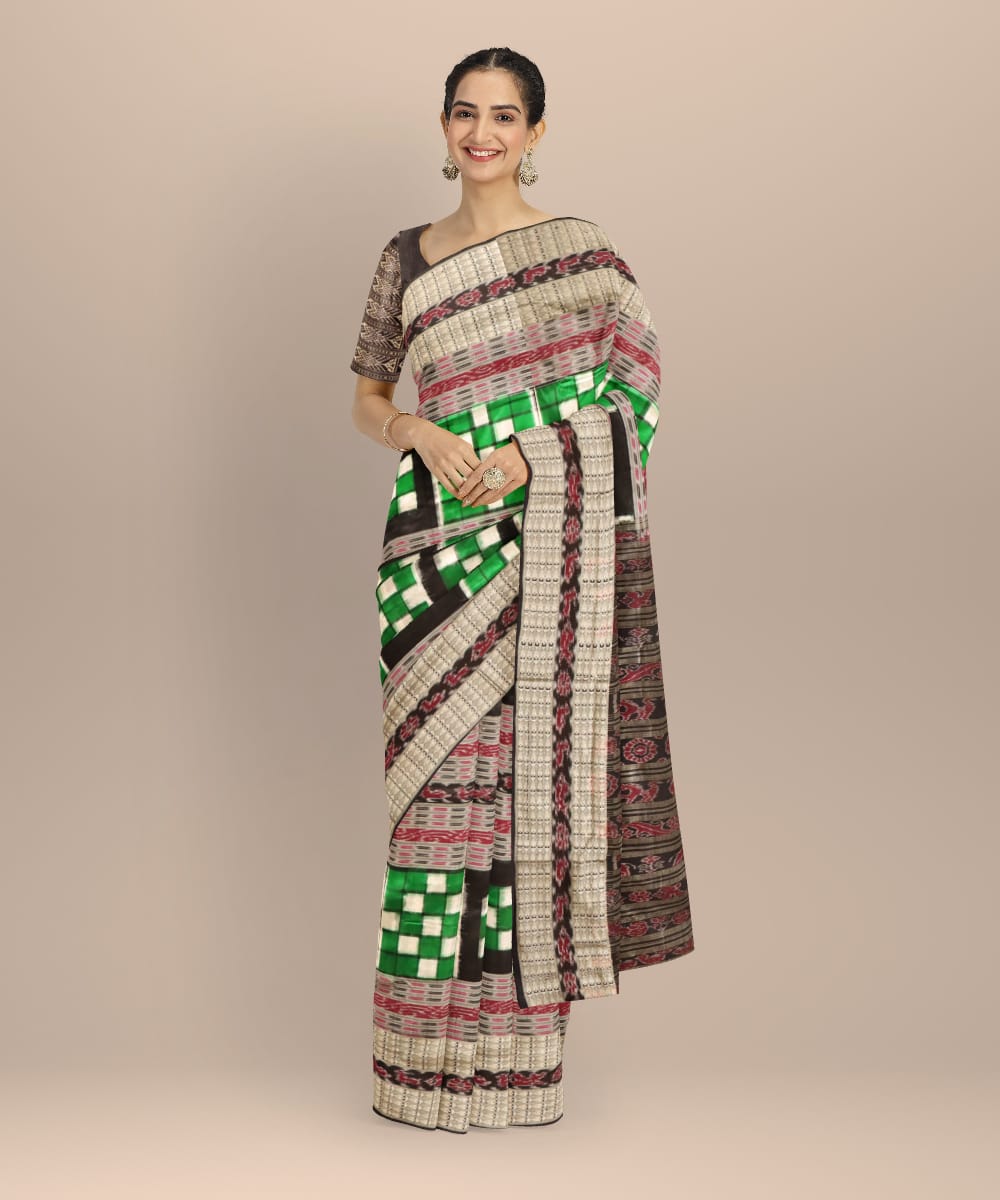 Multicolor black silk handloom sambalpuri bichitrapuri saree