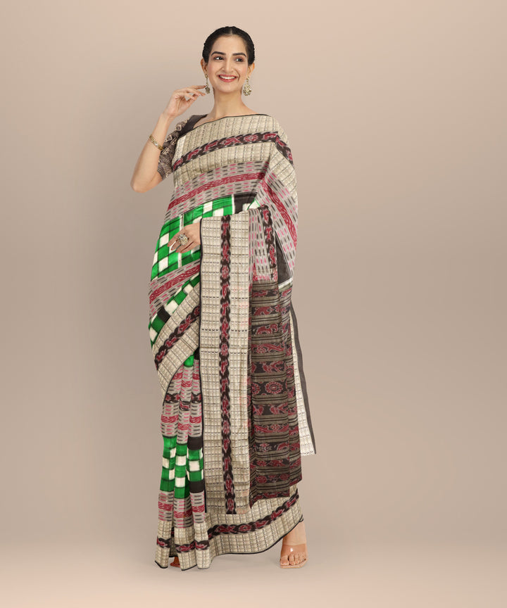 Multicolor black silk handloom sambalpuri bichitrapuri saree