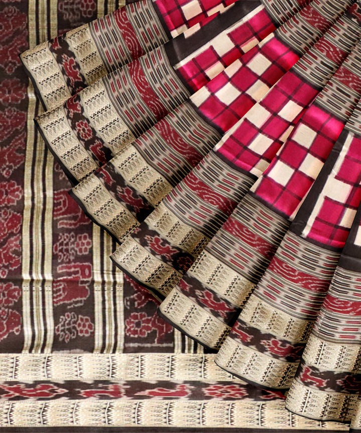 Multicolor black silk handloom sambalpuri saree