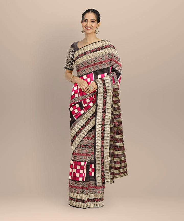 Multicolor black silk handloom sambalpuri saree