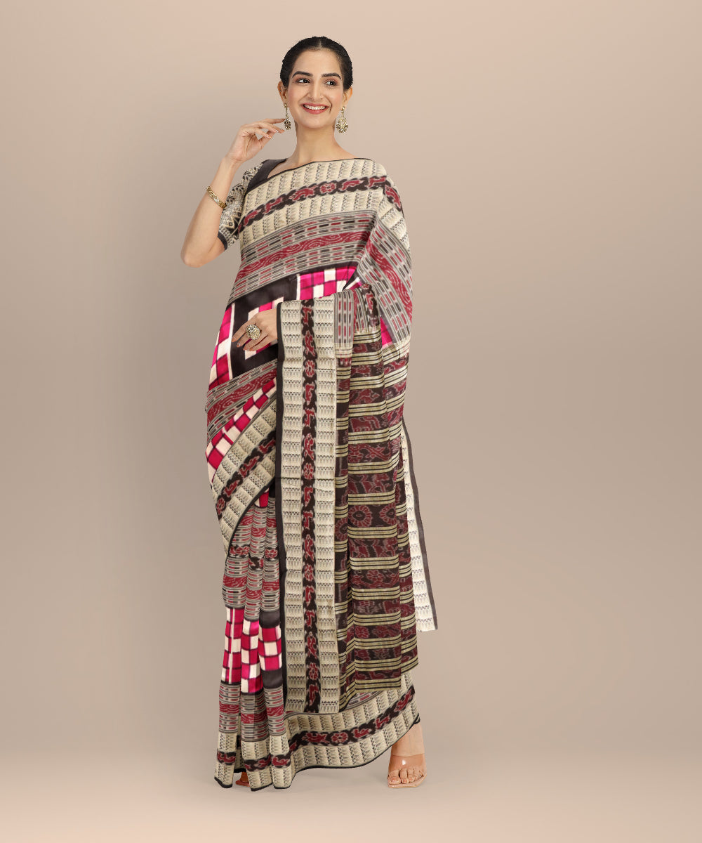 Multicolor black silk handloom sambalpuri saree