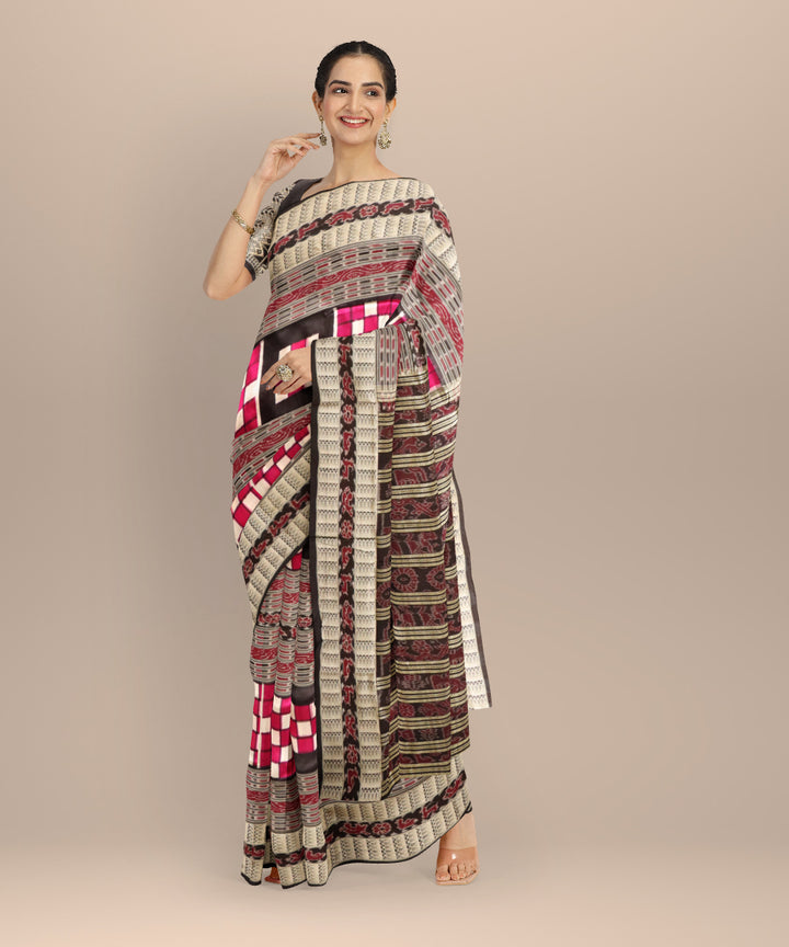 Multicolor black silk handloom sambalpuri saree