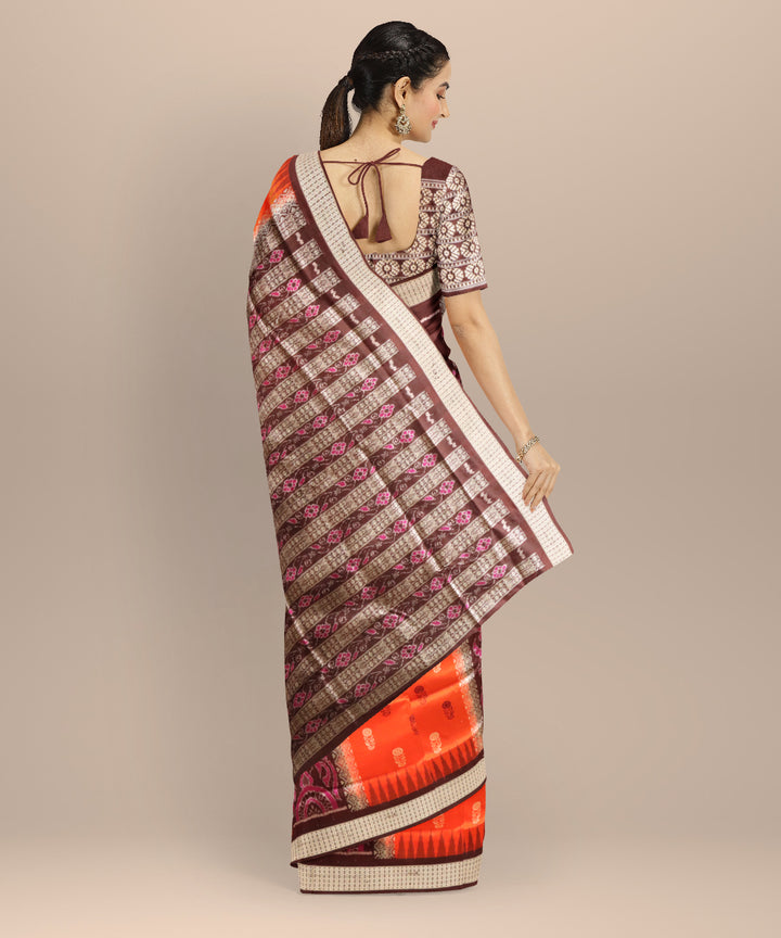 Multicolor coffee silk handloom sambalpuri saree