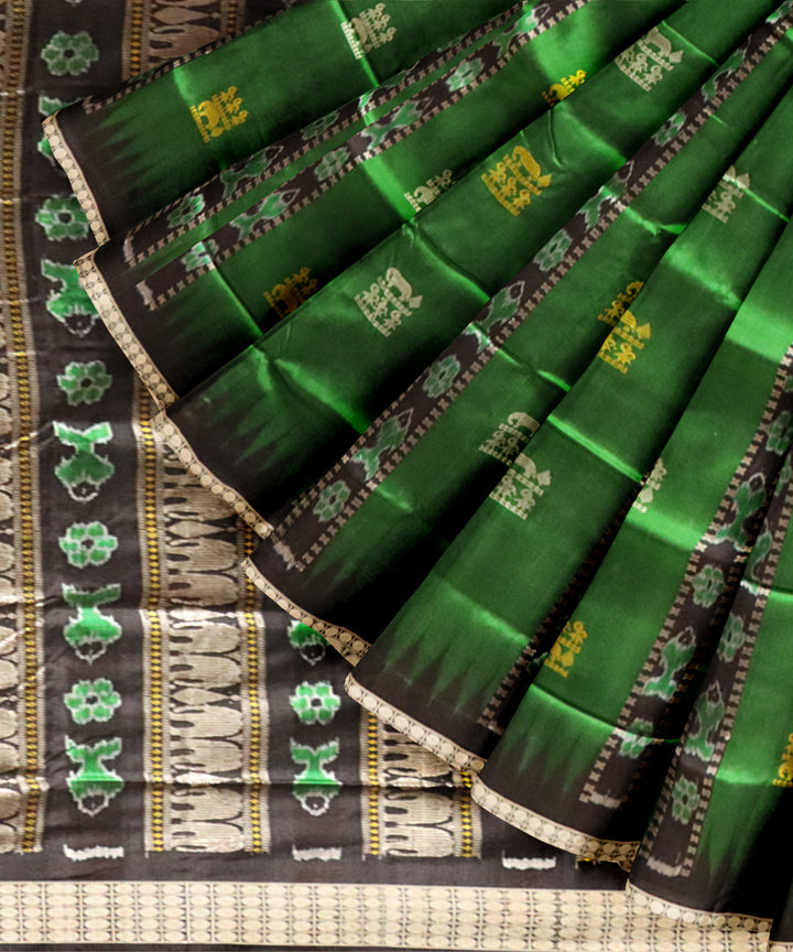 Dark green black silk handloom sambalpuri saree