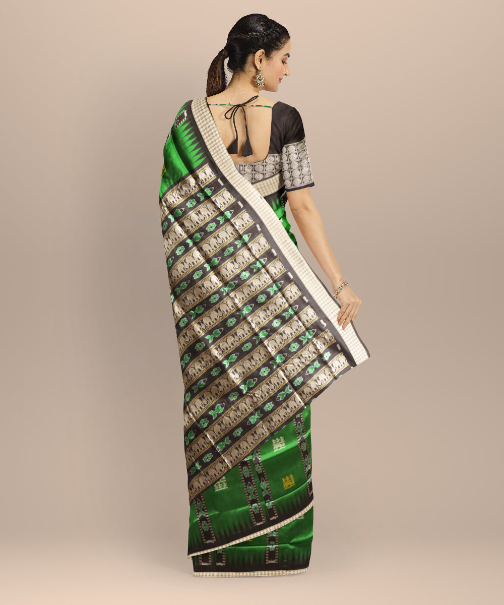 Dark green black silk handloom sambalpuri saree