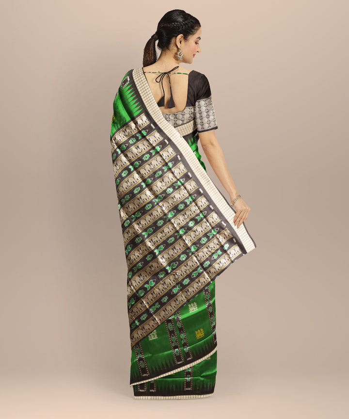 Dark green black silk handloom sambalpuri saree