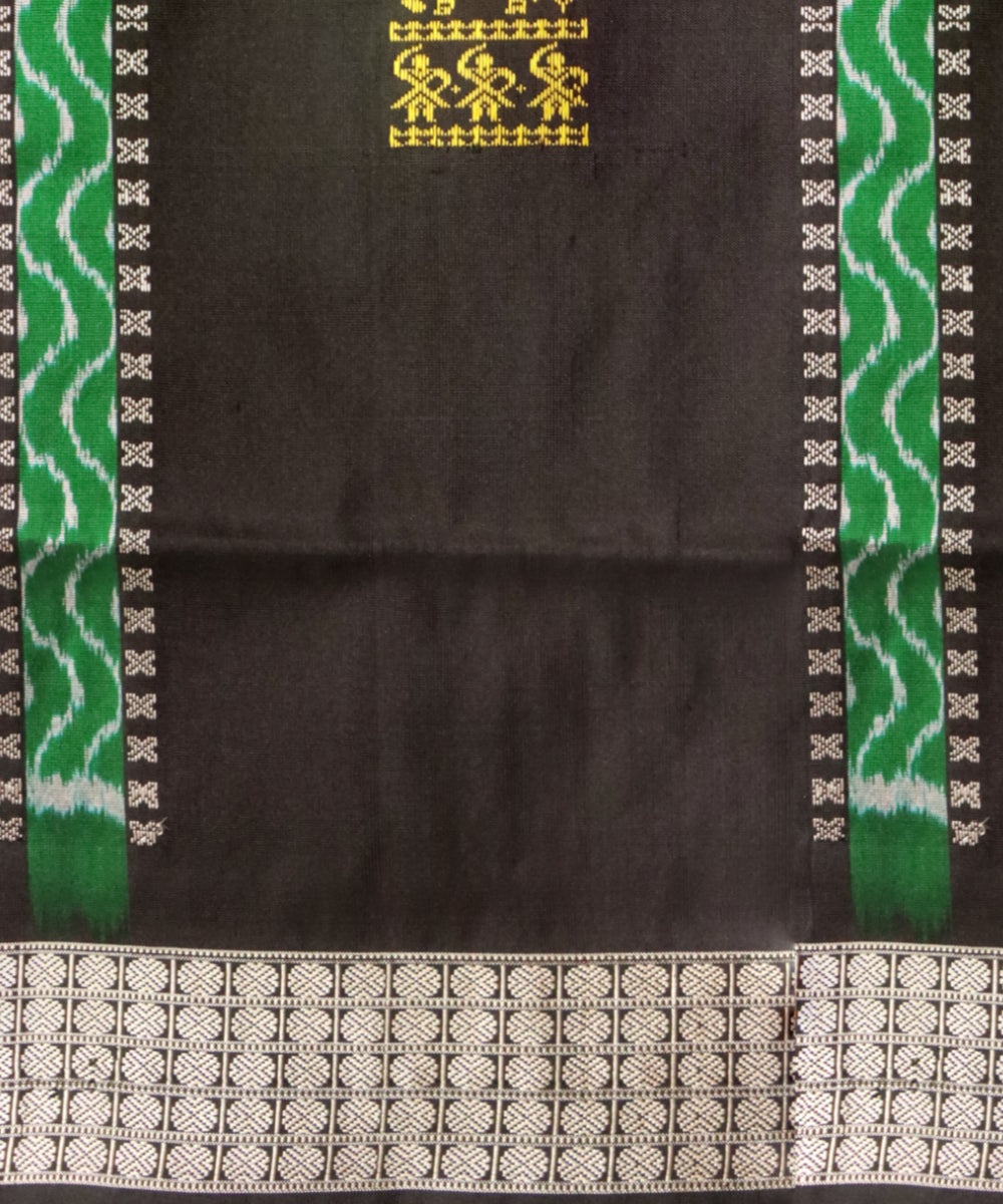 Dark green black silk handloom sambalpuri saree
