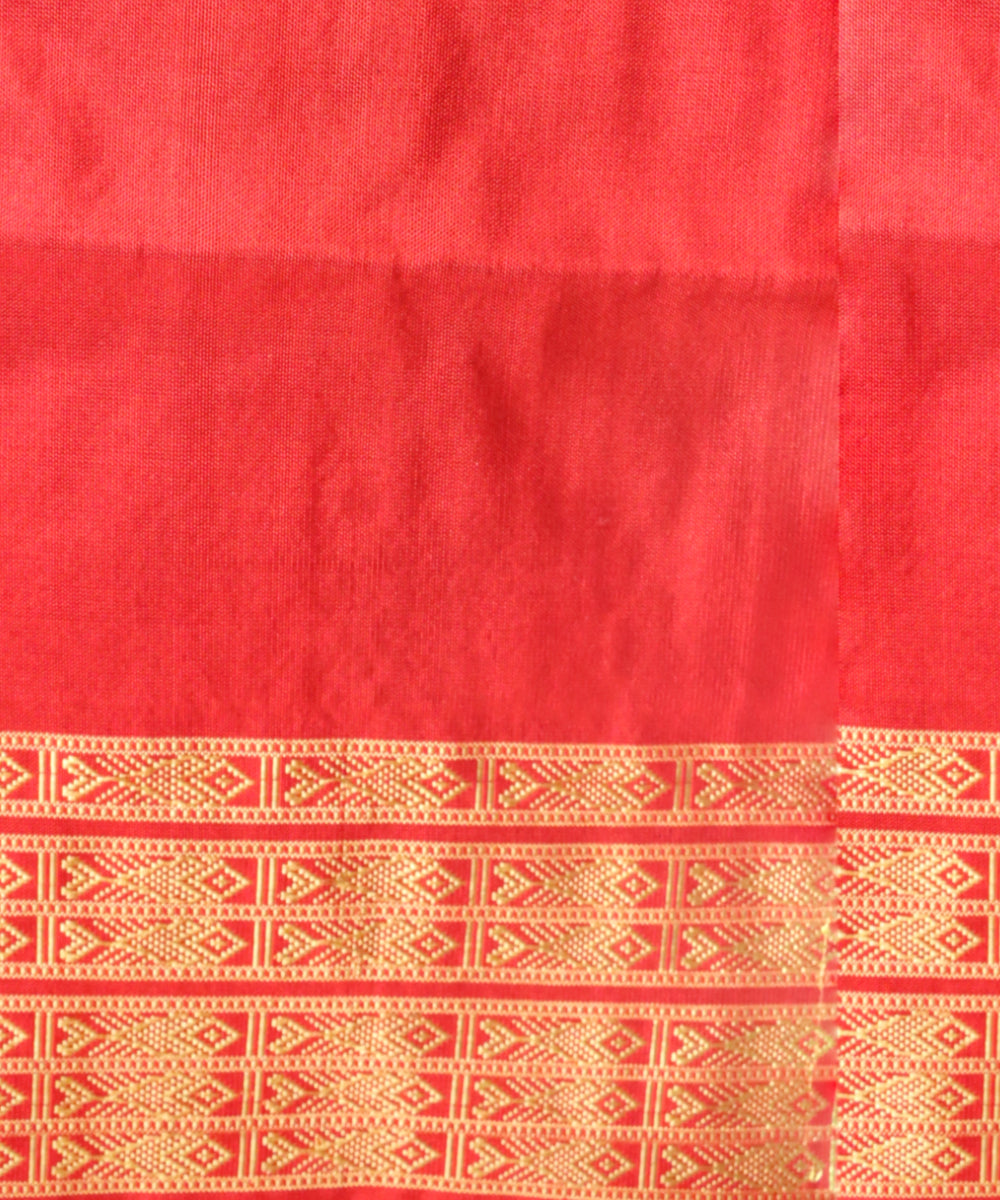 Cyan blue dark red silk handloom sonepur saree
