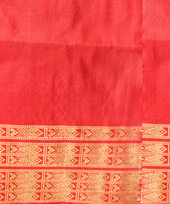 Cyan blue dark red silk handloom sonepur saree