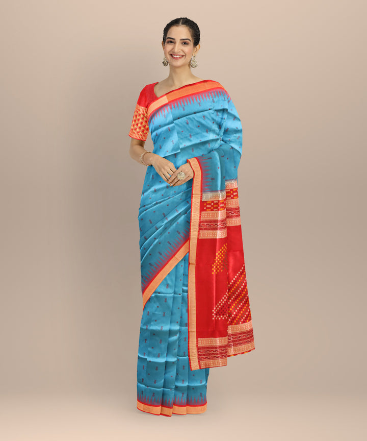 Navy blue dark red silk handloom sonepur saree