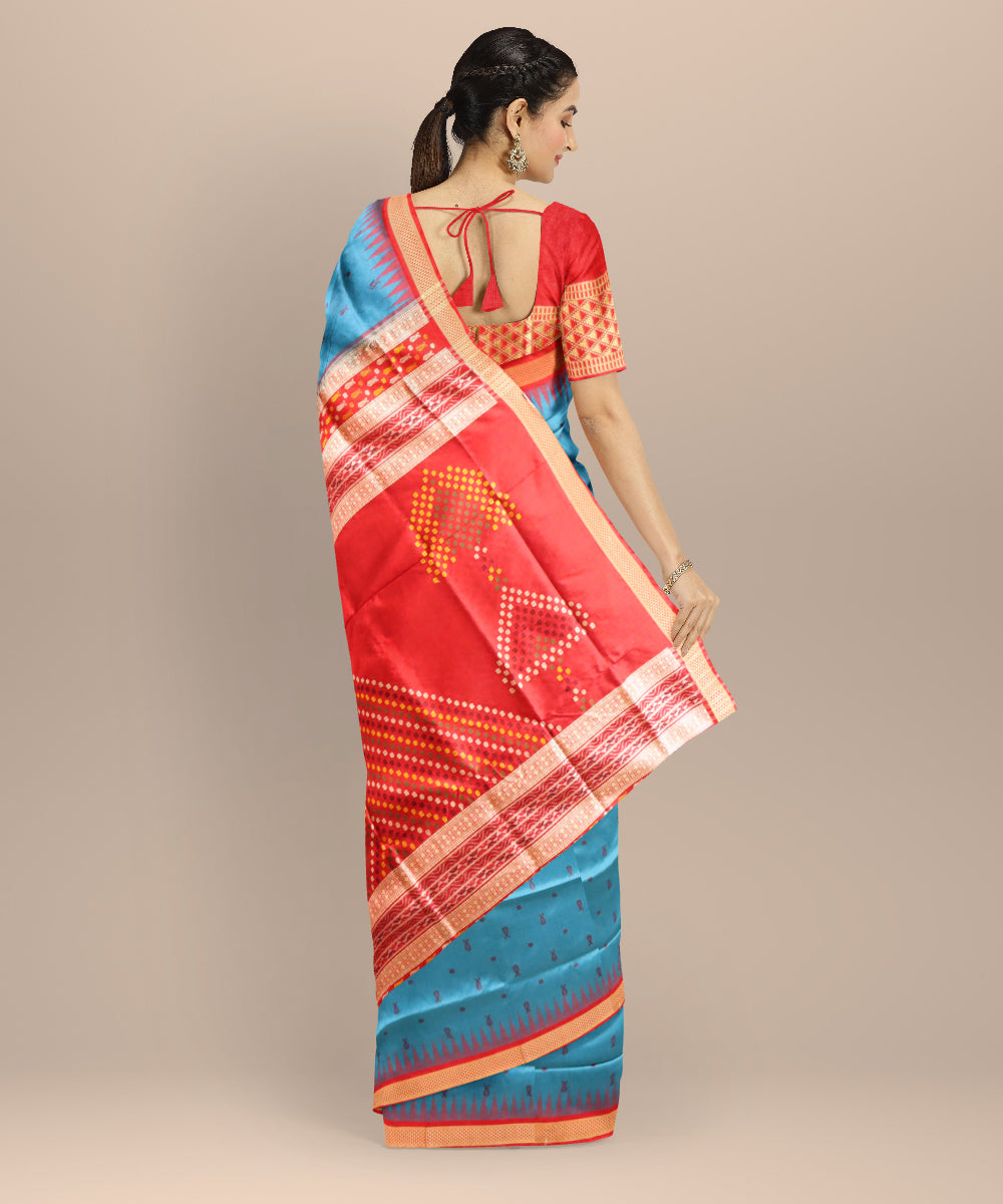 Navy blue dark red silk handloom sonepur saree