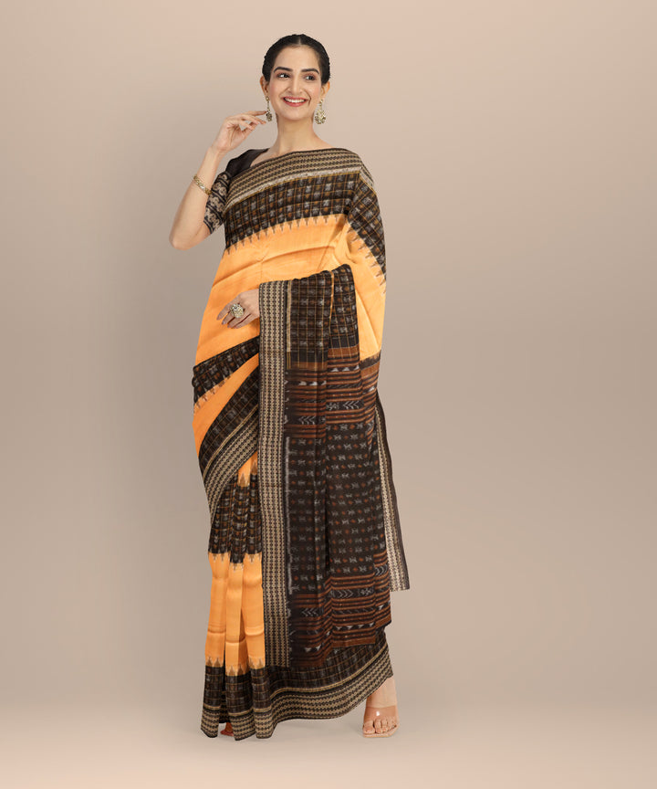 Multicolor black handloom sambalpuri cotton saree