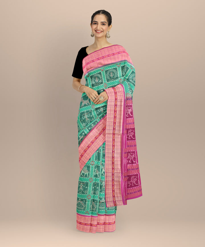 Brown byzantine cotton handloom sambalpuri saree