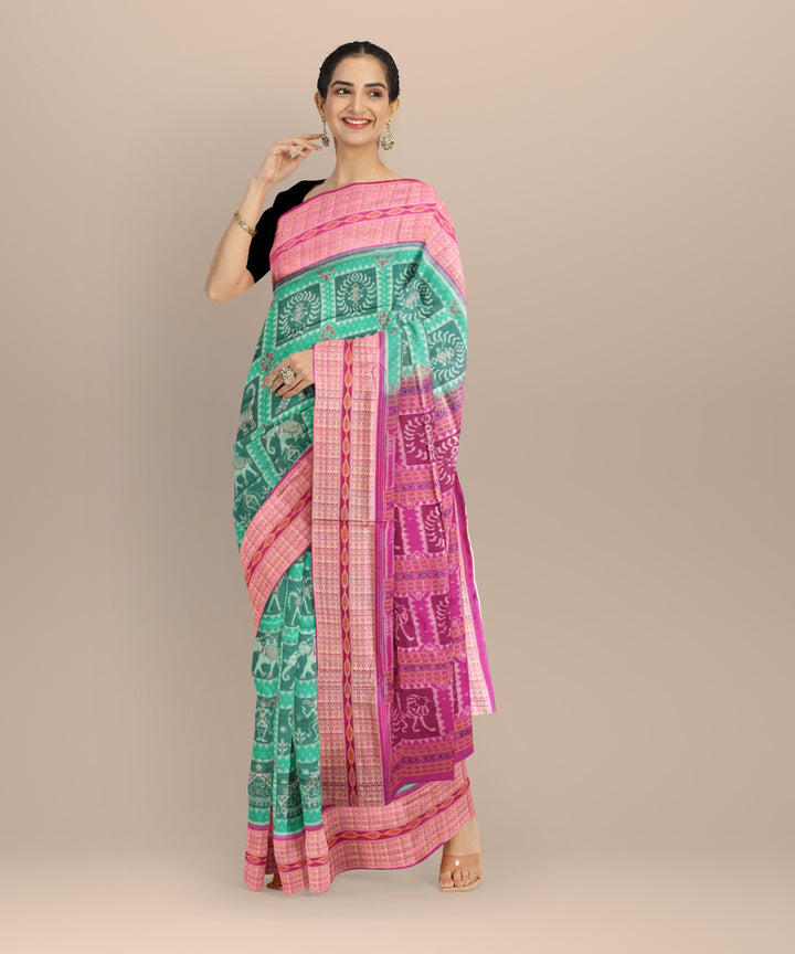 Brown byzantine cotton handloom sambalpuri saree