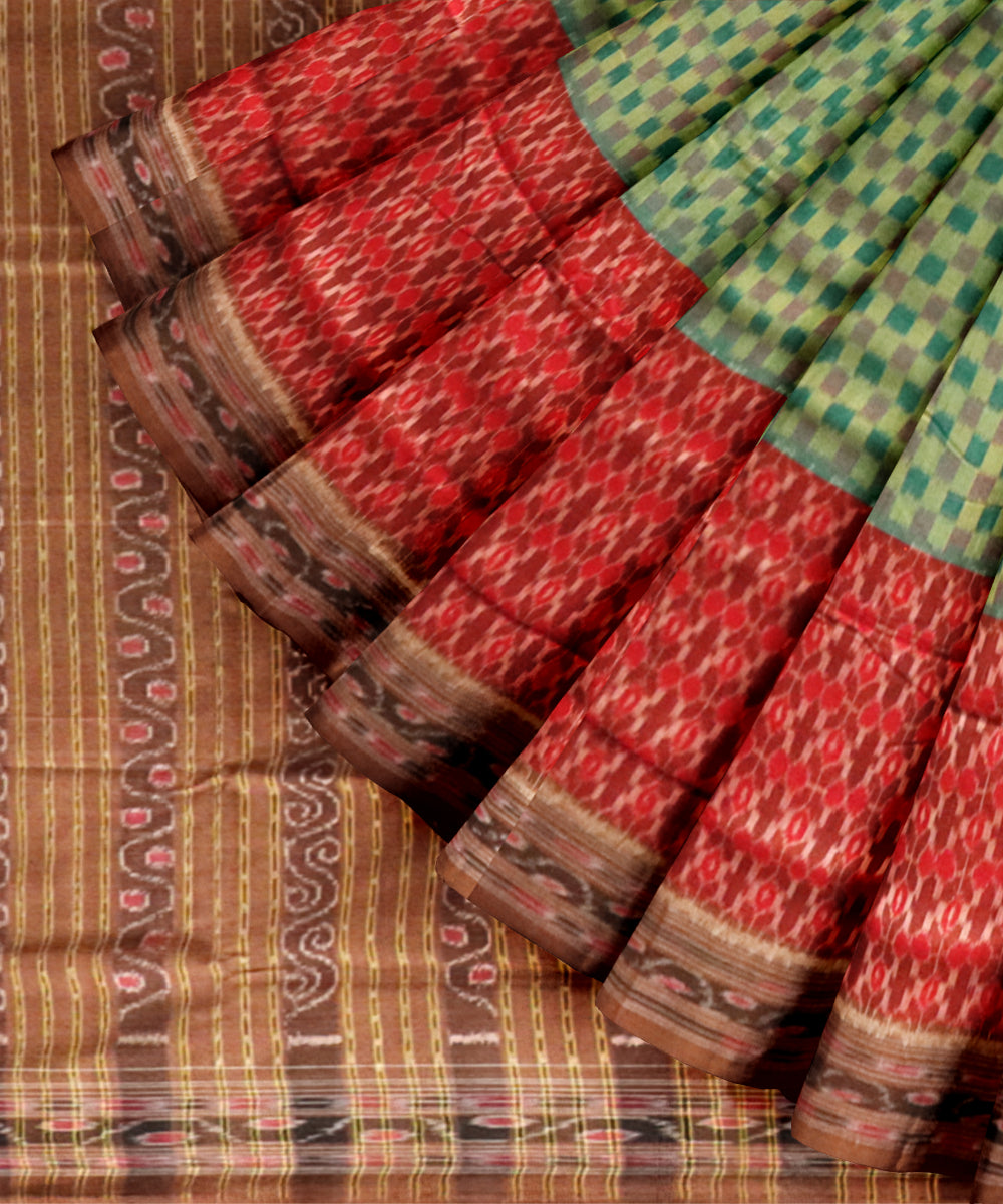 Multicolor caf? au lait cotton handloom sambalpuri saree