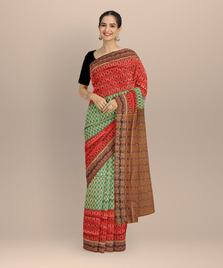Multicolor caf? au lait cotton handloom sambalpuri saree