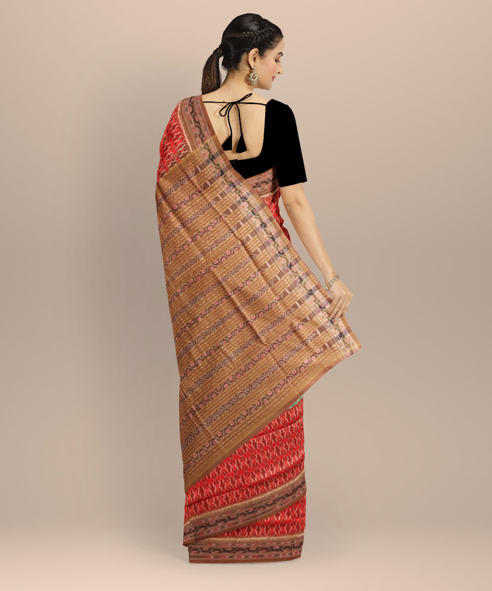 Multicolor caf? au lait cotton handloom sambalpuri saree
