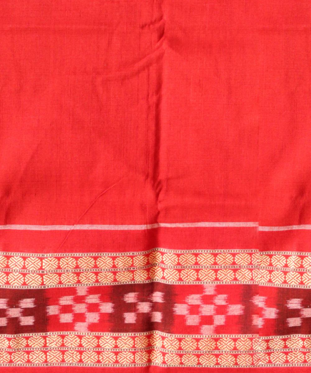 Multicolor dark red handloom cotton sambalpuri saree