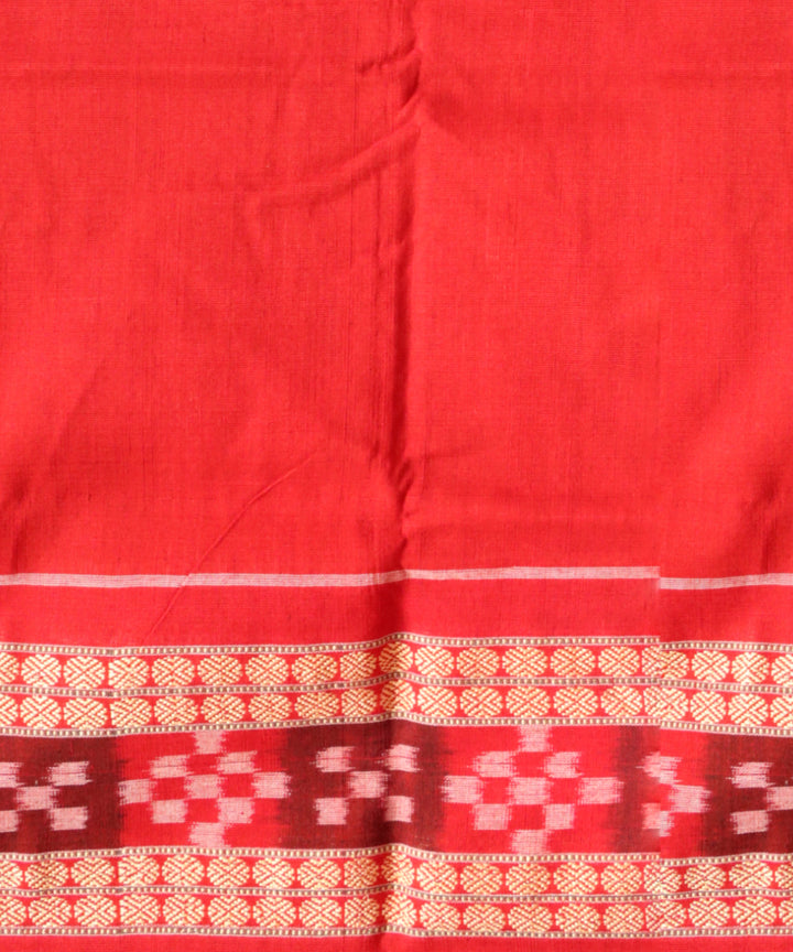 Multicolor dark red handloom cotton sambalpuri saree