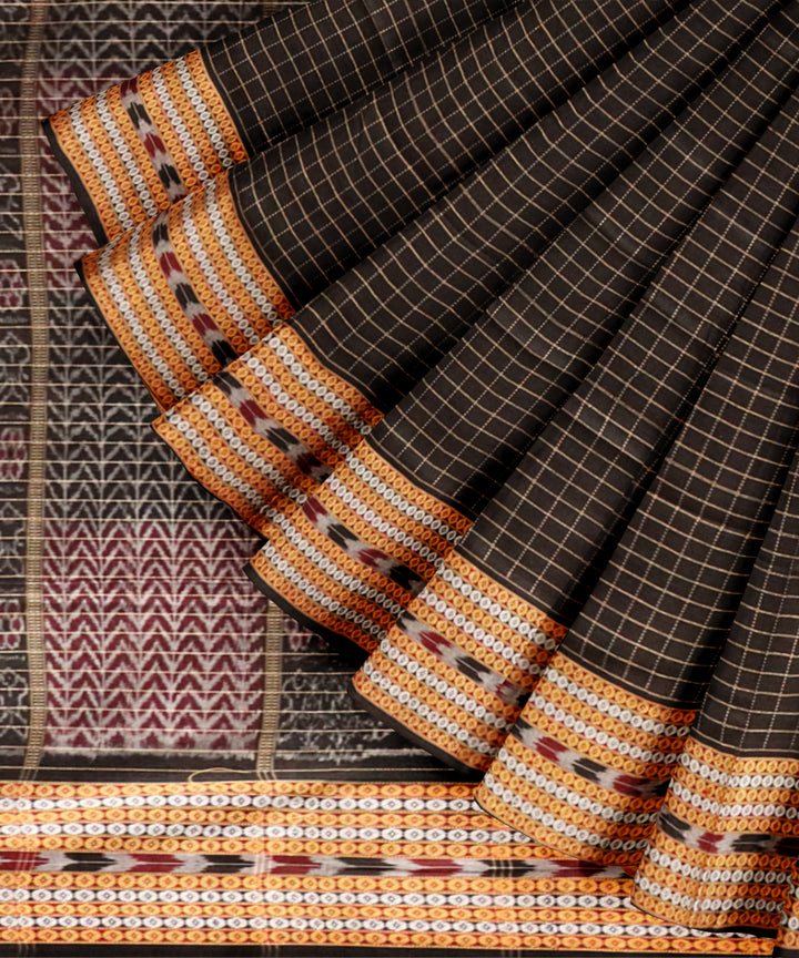 Black black cotton handloom sambalpuri saree