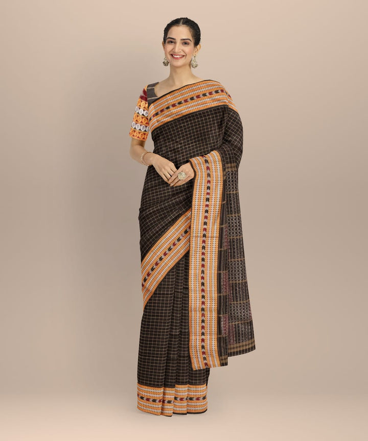 Black black cotton handloom sambalpuri saree