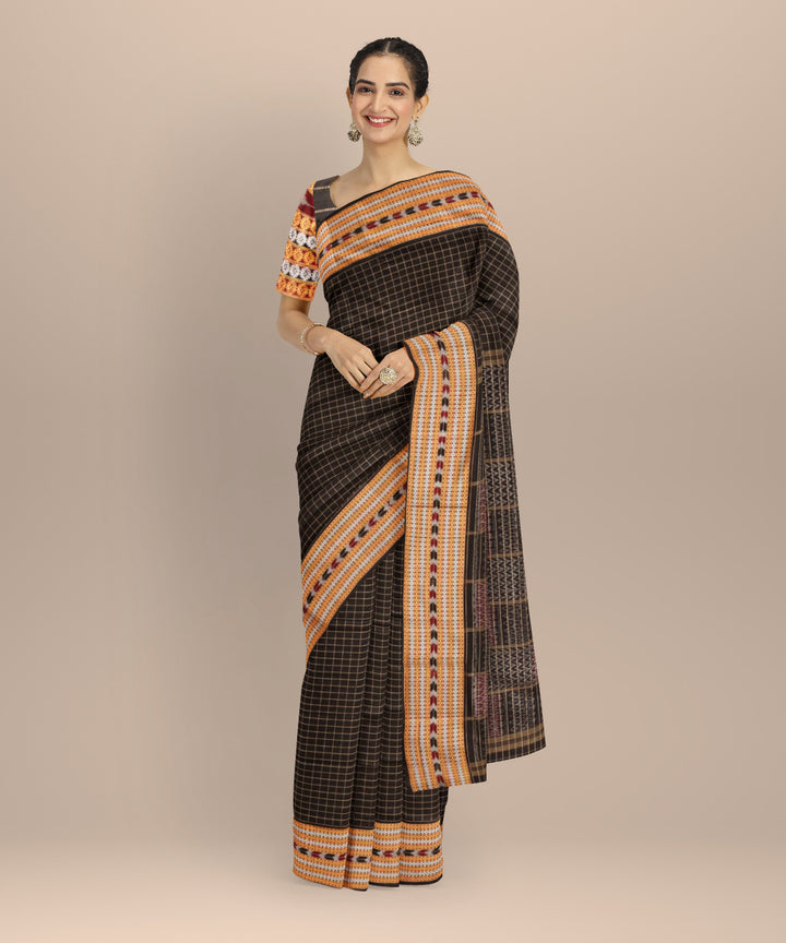 Black black cotton handloom sambalpuri saree
