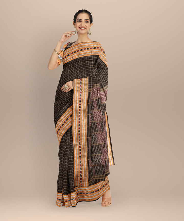 Black black cotton handloom sambalpuri saree