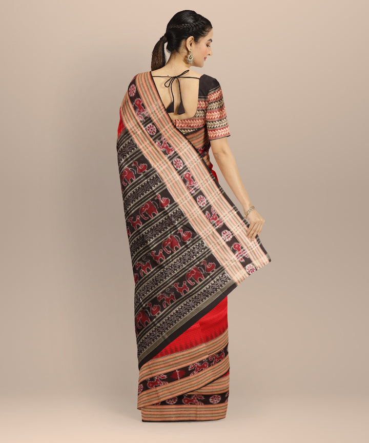Red black cotton handloom sambalpuri saree