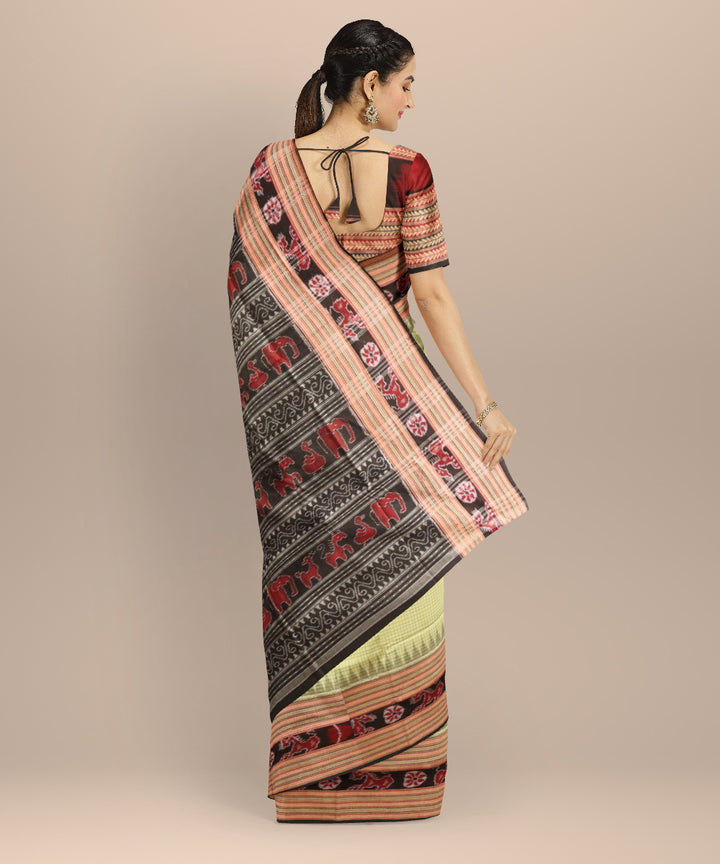 Light green black cotton handloom sambalpuri saree