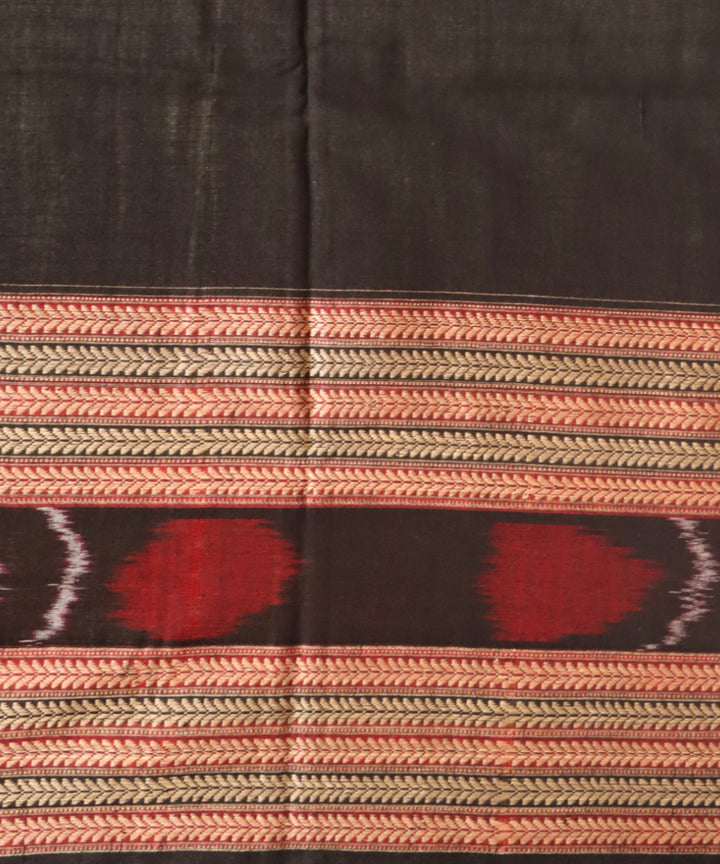 Light green black cotton handloom sambalpuri saree