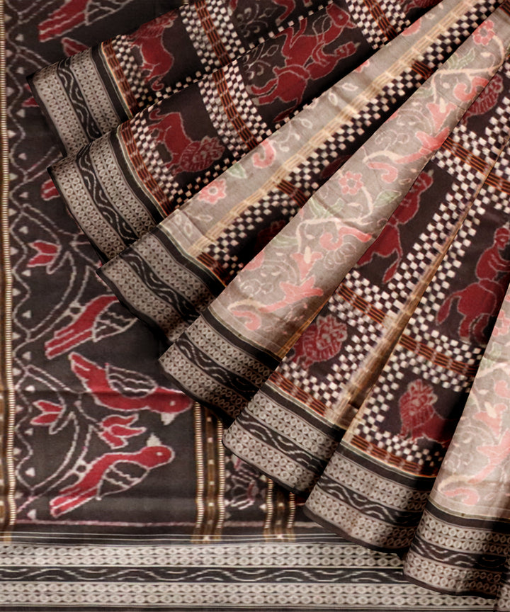 Multicolor black cotton handloom sambalpuri saree