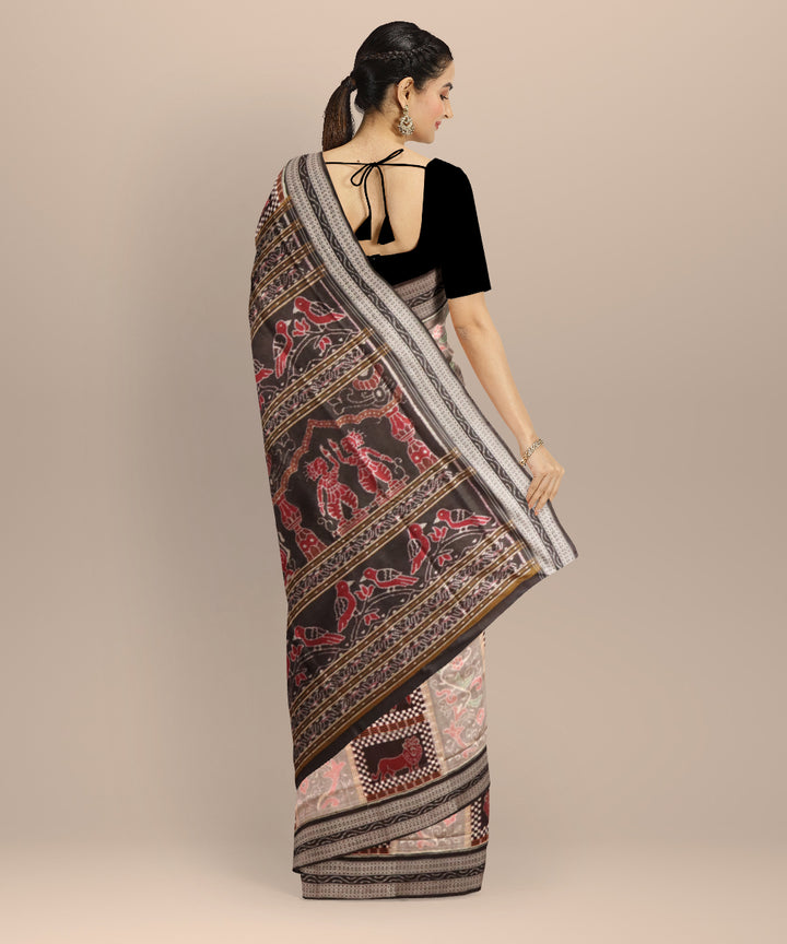 Multicolor black cotton handloom sambalpuri saree