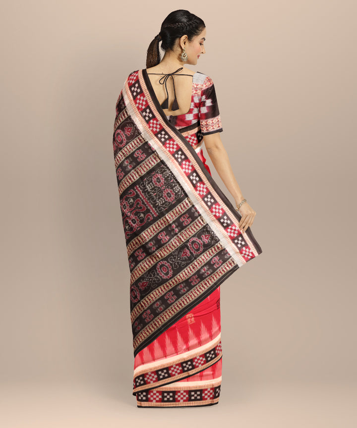 Multicolor black red cotton handloom sonepur saree