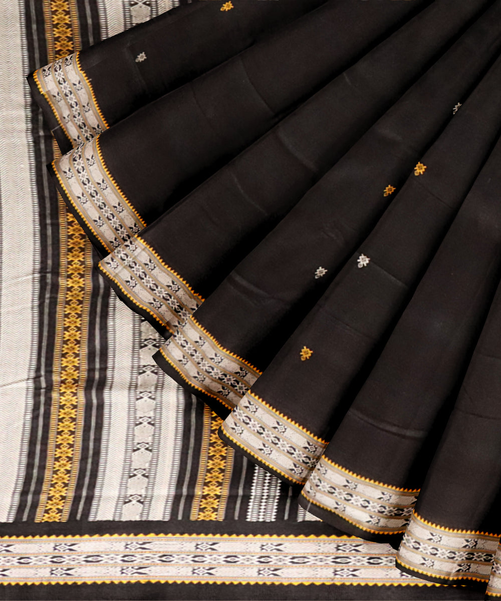 Black black cotton handloom sonepur saree
