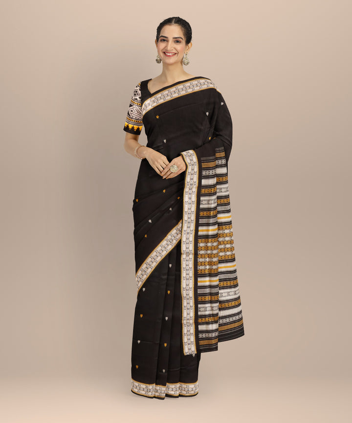Black black cotton handloom sonepur saree