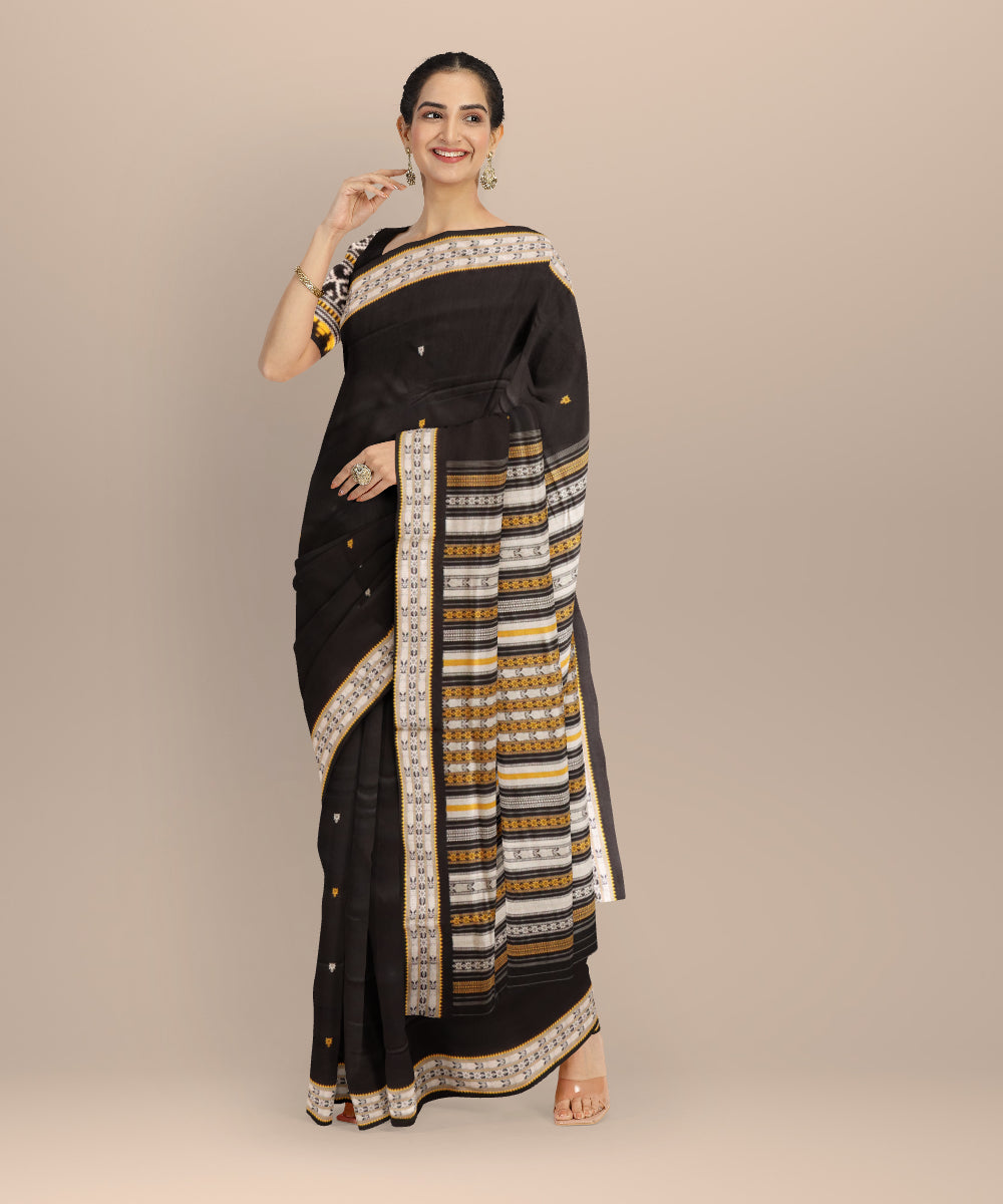 Black black cotton handloom sonepur saree