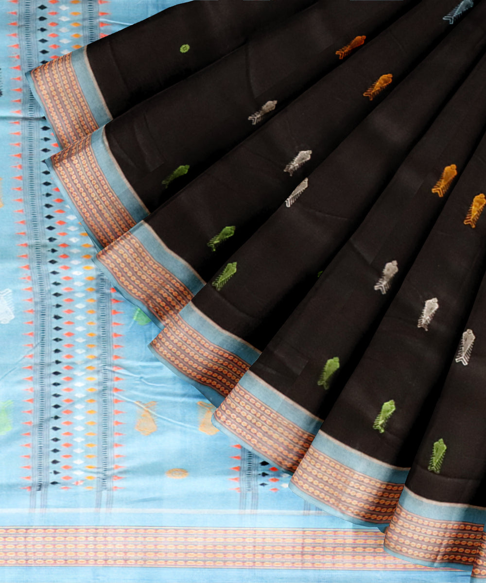 Black capri cotton handloom sonepur saree