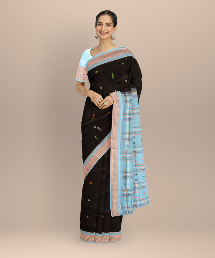 Black capri cotton handloom sonepur saree
