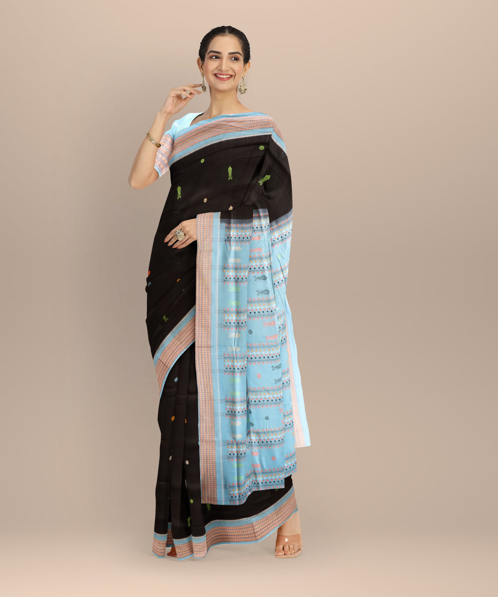 Black capri cotton handloom sonepur saree