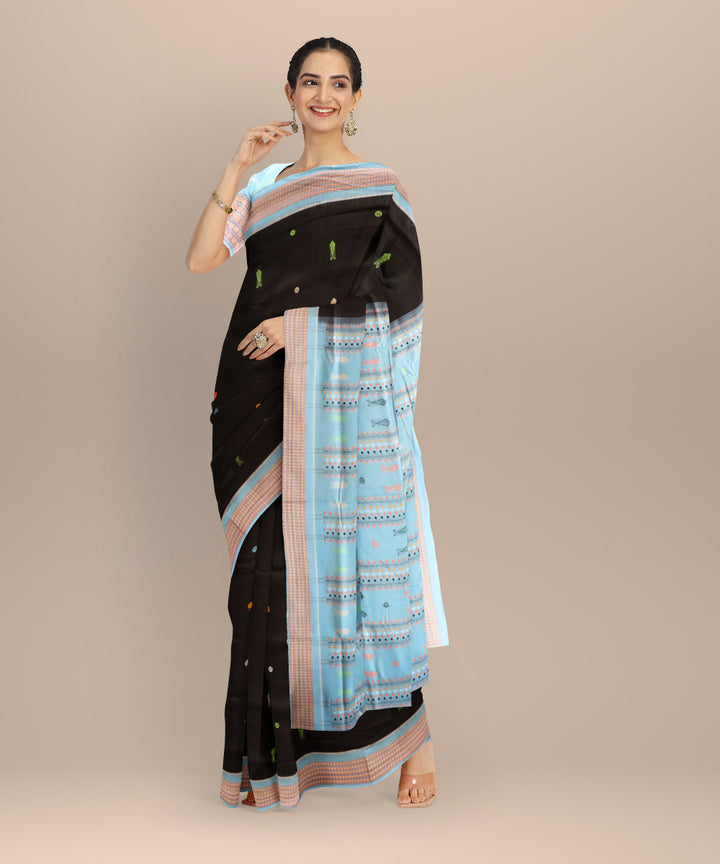 Black capri cotton handloom sonepur saree