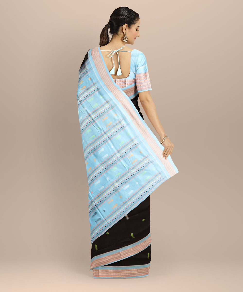 Black capri cotton handloom sonepur saree