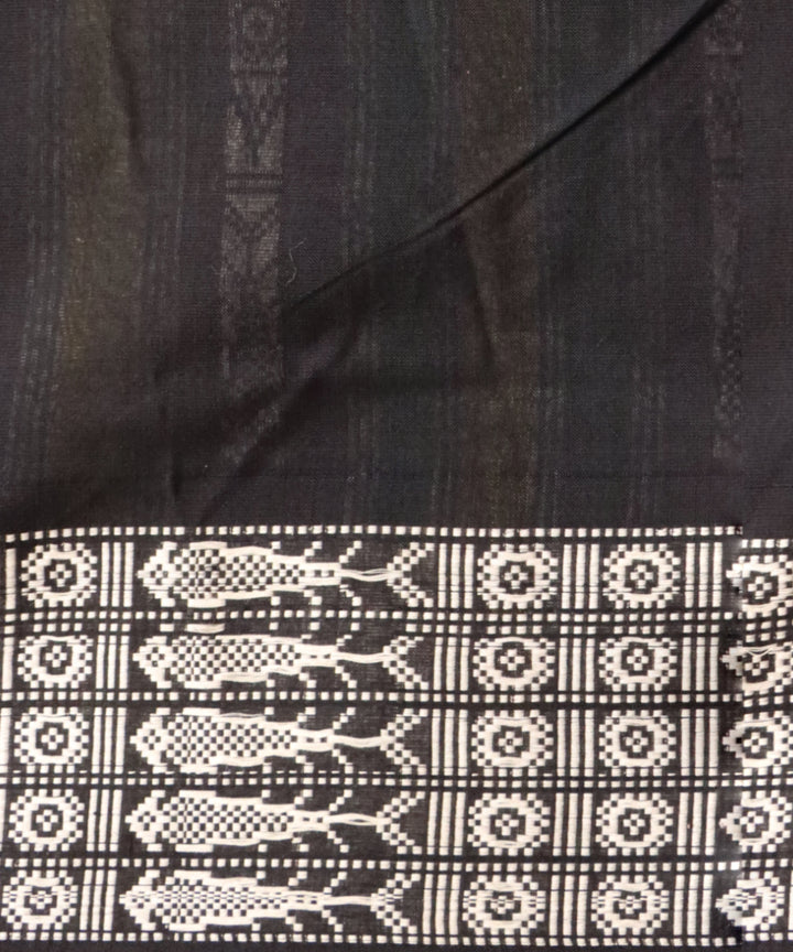 Brown black cotton handloom Habaspuri saree