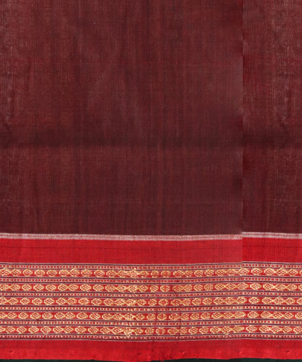 Dark green maroon handloom sonepur cotton saree