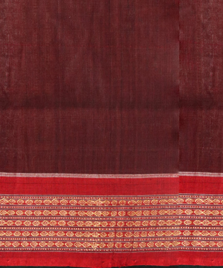 Dark green maroon handloom sonepur cotton saree