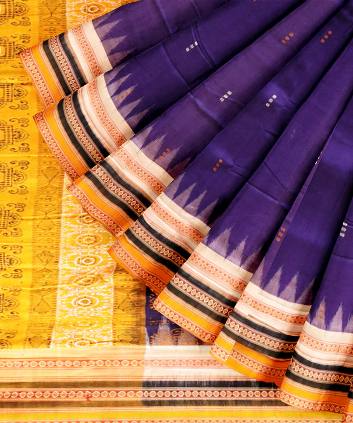Cyan blue multicolour cotton handloom sonepur saree