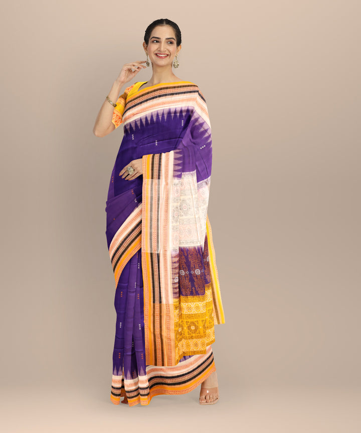 Cyan blue multicolour cotton handloom sonepur saree