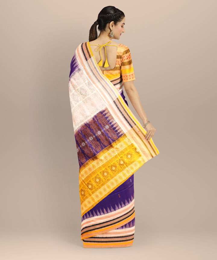 Cyan blue multicolour cotton handloom sonepur saree